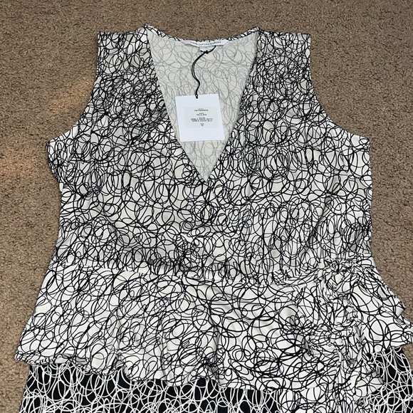 Diane Von Furstenberg DVF Silk Mililani Wrap Dress Scribble Maze Black White 10 - Picture 3 of 10